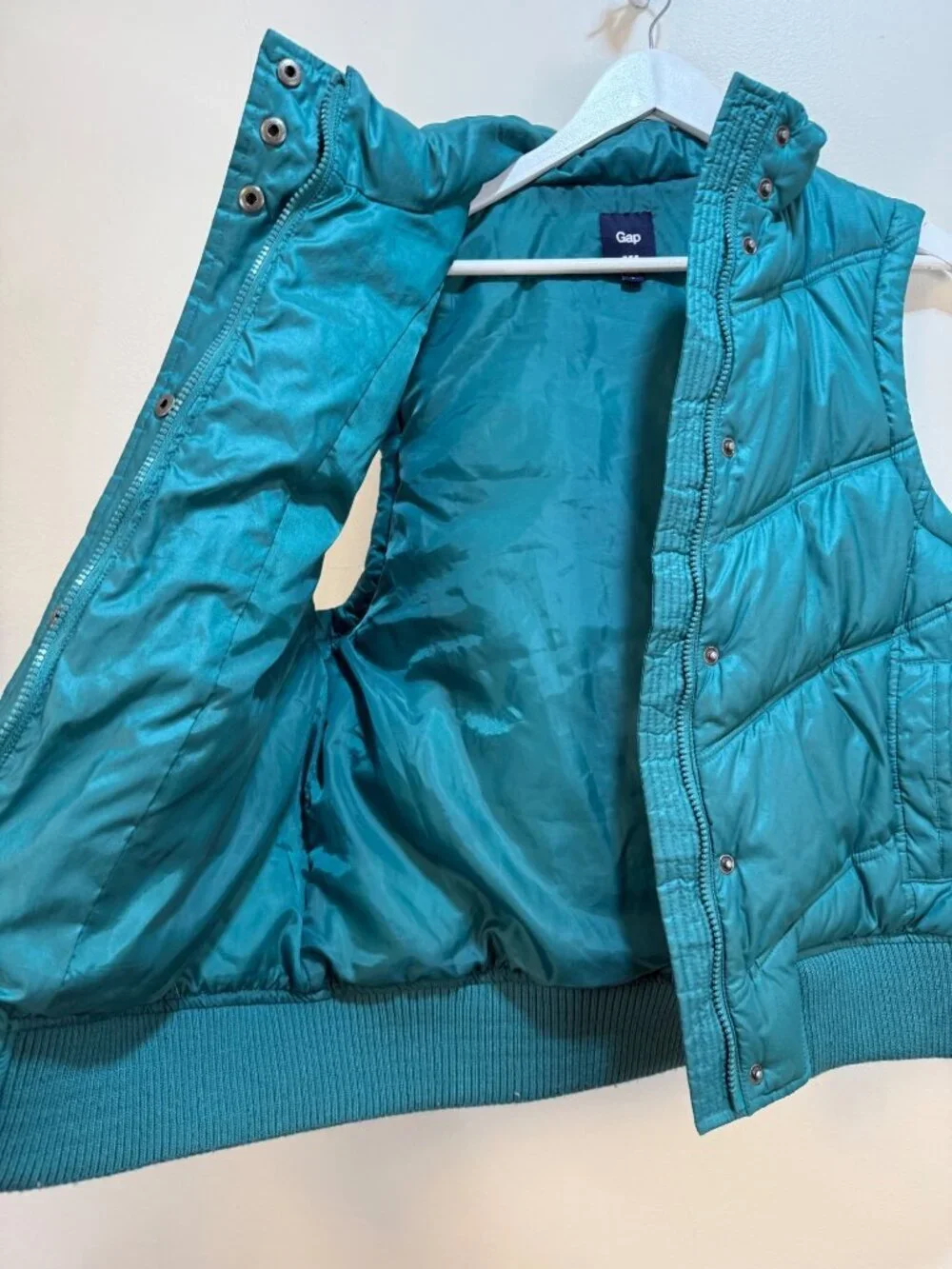 Y2K Chevron Quilted Puffer Vest Retro Cabin Preppy Dad Aesthetic Teal Mens Large